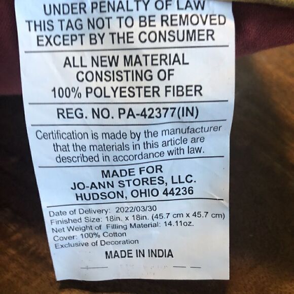 Place & Time Fall in Love throw pillow 18 x 18” - Picture 5 of 6